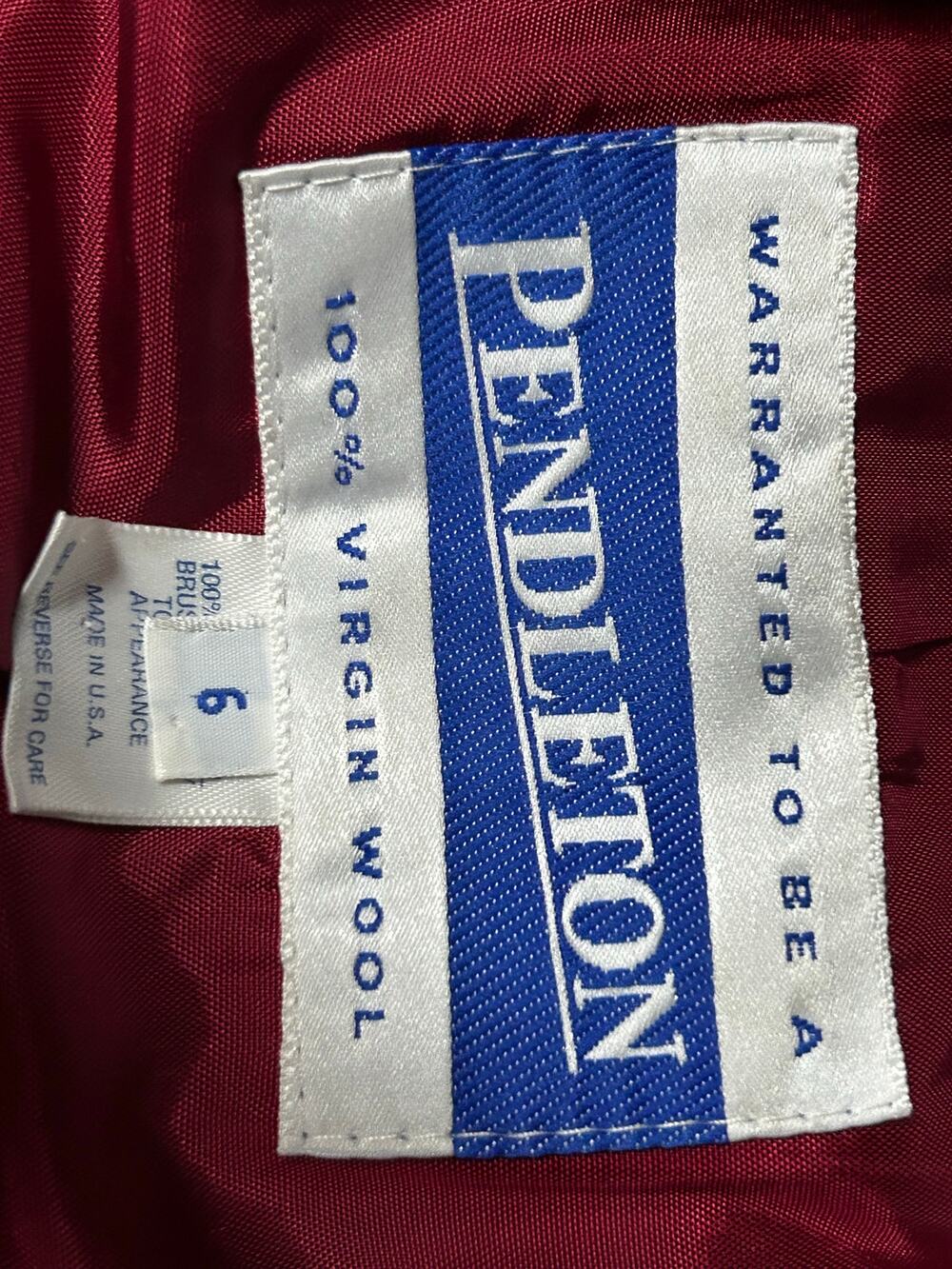 Pendleton Womens 6 Cranberry Red Virgin Wool Long Double Breasted Coat USA